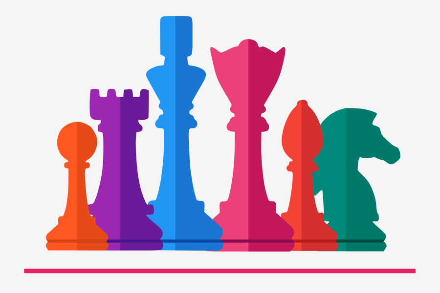 kolorowe pionki szachowe