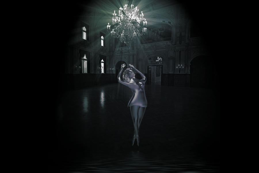 wirtualna baletnica w sali balowej
