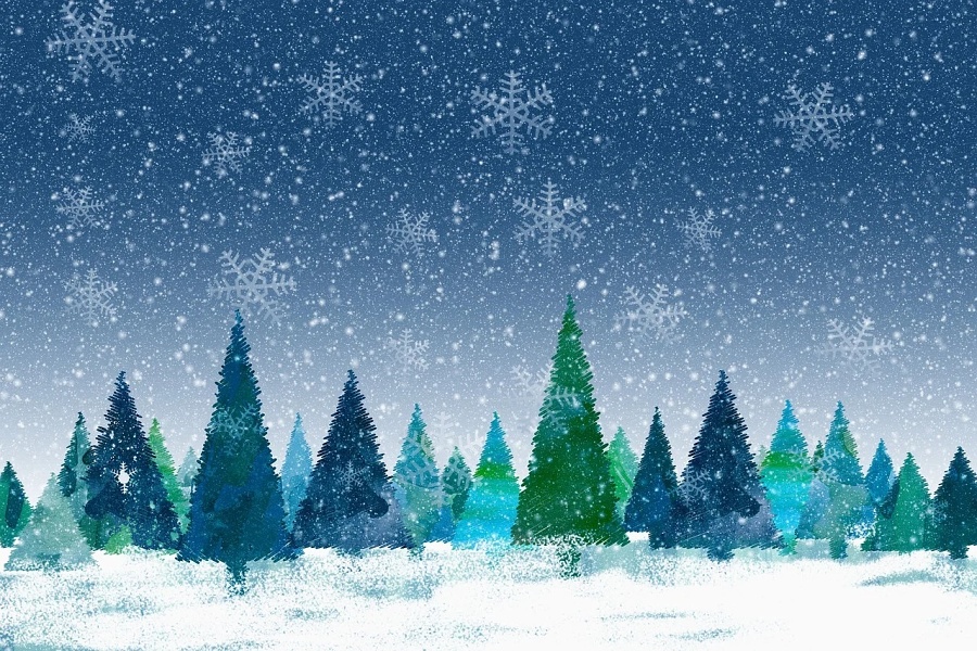 kartka świąteczna - zimowa grafika