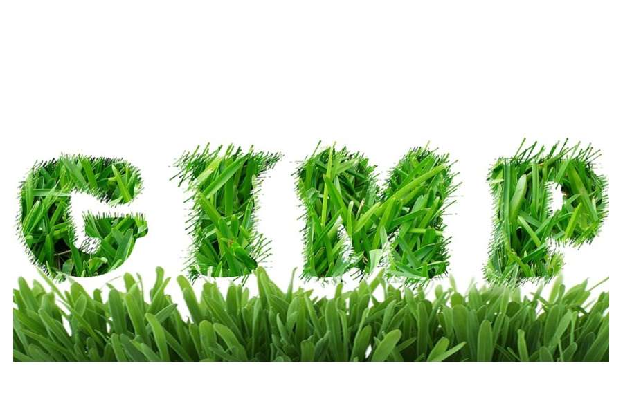 grafika - napis GIMP wyciety z trawy