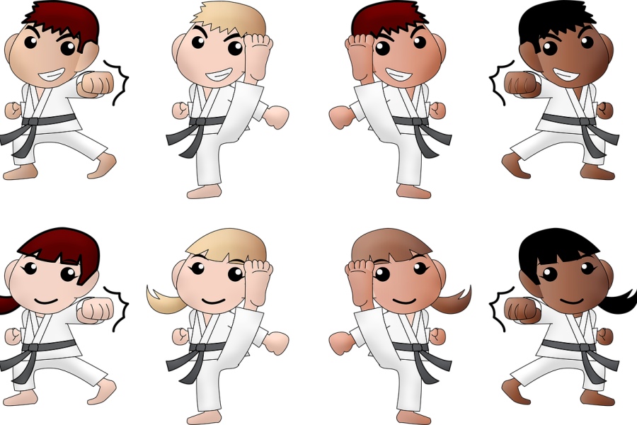 grupa karateków rysunek